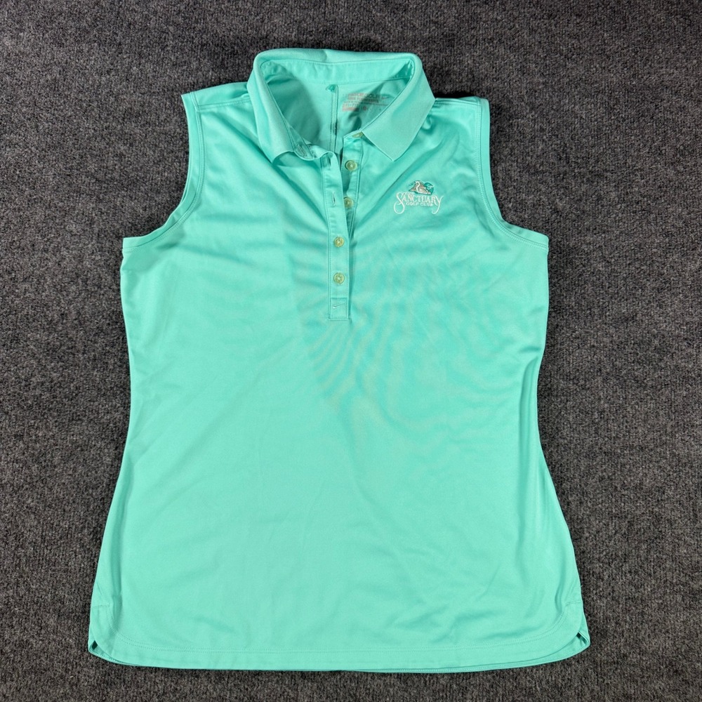 Nike Golf Sleeveless Polo Dri-Fit Sanctuary Golf Club Large Mint Green Womens